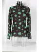 Image 2 of GANNI floral-print sheer turtleneck mesh top