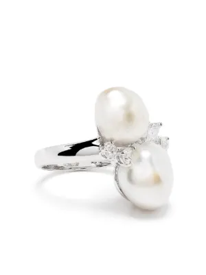 Baroque Pearl Ring Pearl Ring Gold Ring Gold Ring Hammered Ring White Pearl Ring Pearl Jewelry Pearl Engagement