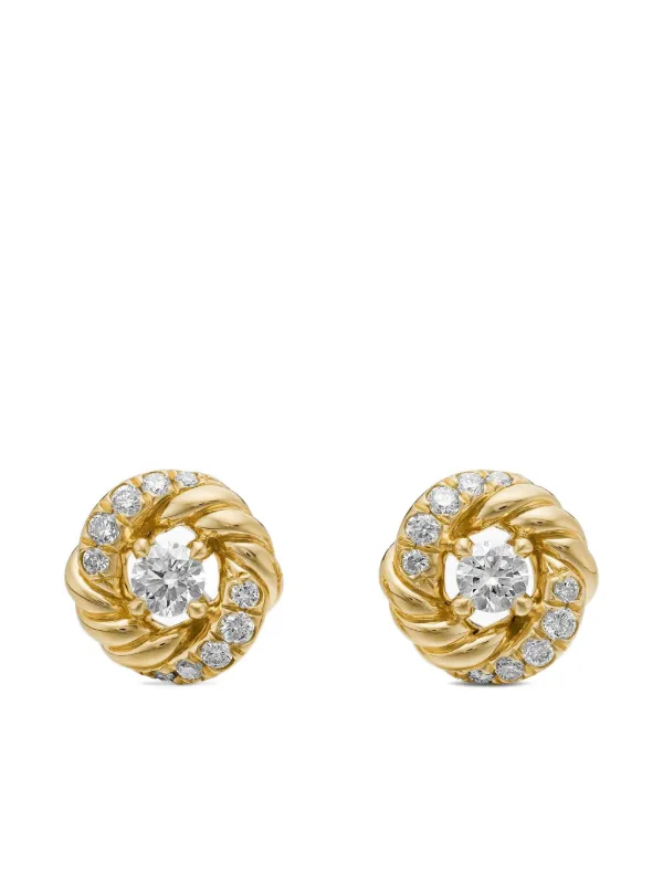 David Yurman 18kt Yellow Petite Infinity Diamond Stud Earrings (7.8mm) in Gold