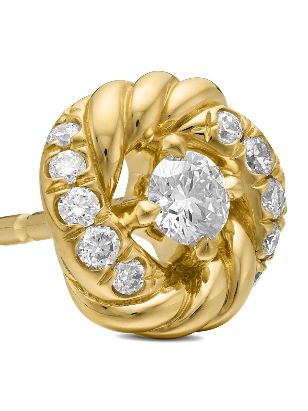 David Yurman 18kt Yellow Petite Infinity Diamond Stud Earrings (7.8mm) in Gold, view 5
