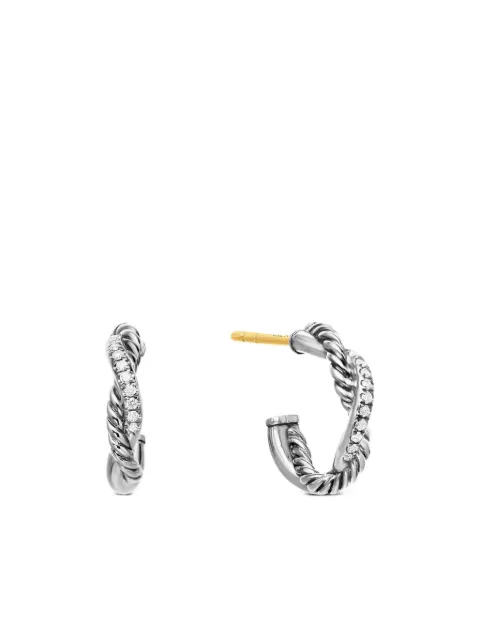 David Yurman sterling silver Petite Infinity diamond huggie hoop earrings (3mm)