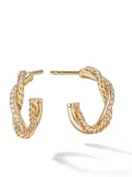 David Yurman 18kt yellow gold Petite Infinity diamond huggie hoop earrings (3mm)