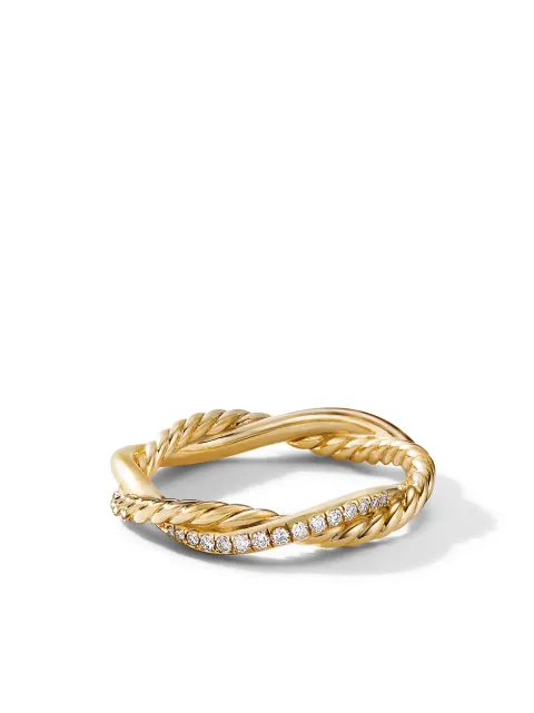 David Yurman 18kt yellow gold Petite Infinity diamond band ring