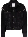 SANDRO crystal-embellished denim jacket - Black