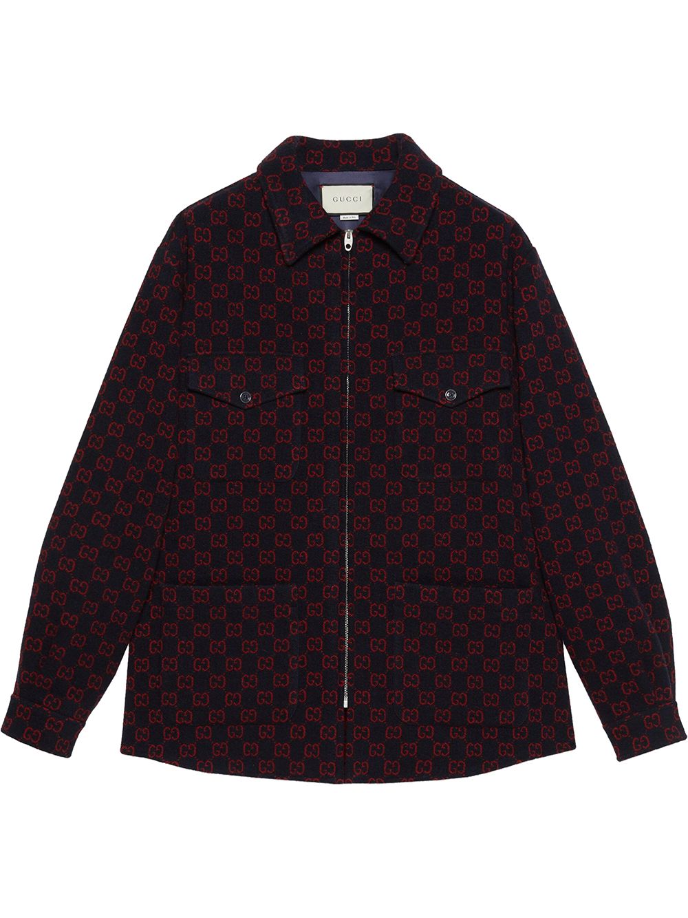 фото Gucci куртка-рубашка на молнии с узором gg