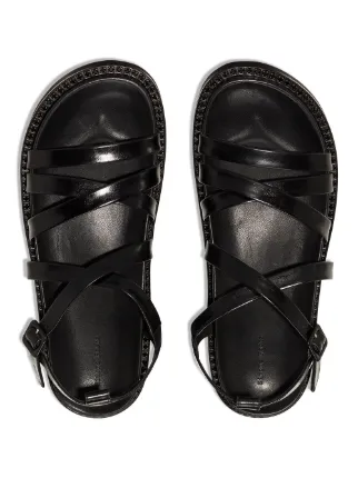 black strappy leather sandals展示图