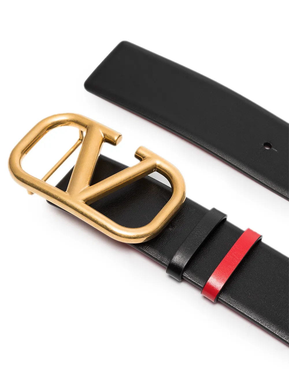 Valentino Garavani Vlogo Buckle Leather Belt - Black