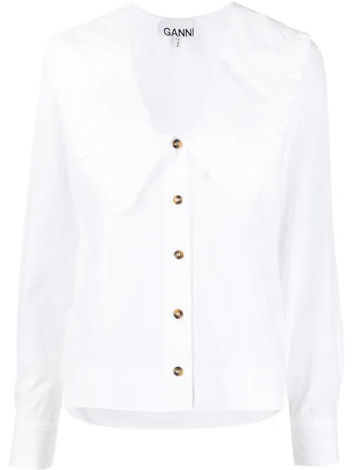 Blouse à col volanté oversize - GANNI - Modalova