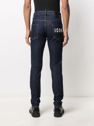 Icon-print slim-fit jeans展示图