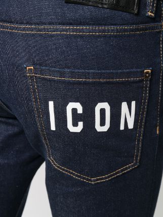 Icon-print slim-fit jeans展示图