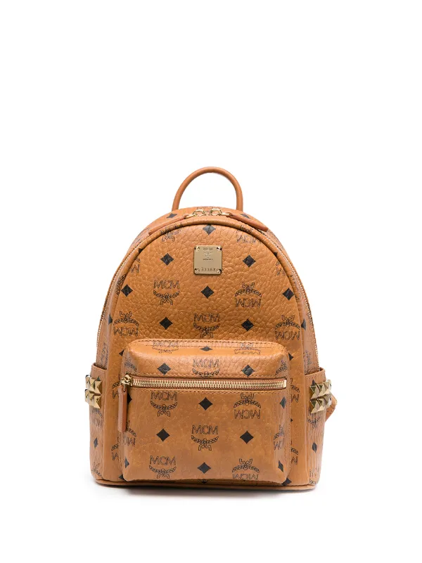 mcm logo print backpack