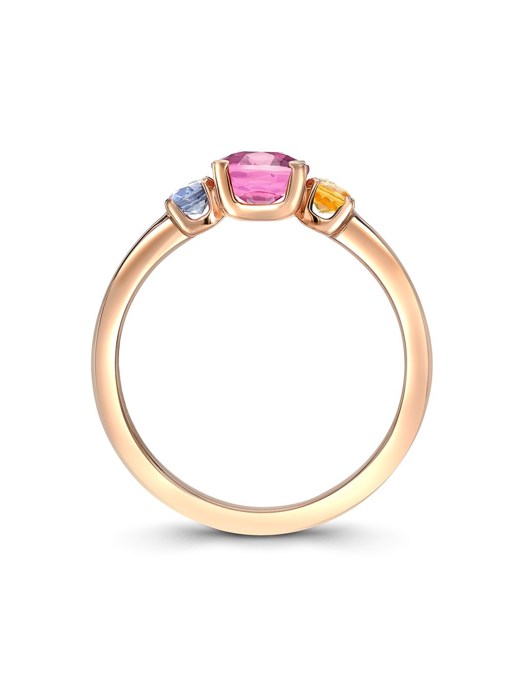 Shop Pragnell 18kt Rose Gold Rainbow Fancy Three-stone Sapphire Ring In Pink