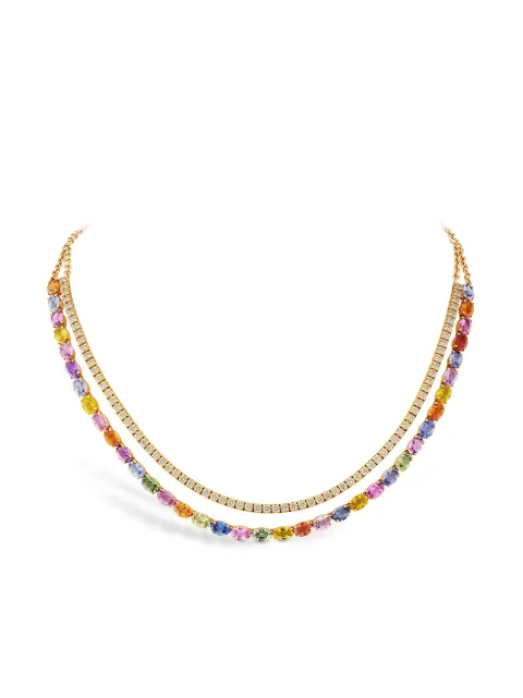 Pragnell 18kt rose gold Rainbow Fancy sapphire and diamond two-row necklace
