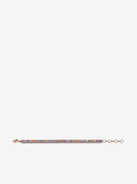 Pragnell pulsera en oro amarillo de 18kt con diamante y zafiros de colores