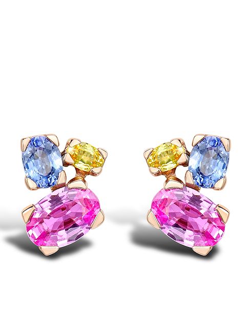 Pragnell 18kt rose gold sapphire Rainbow stud earrings