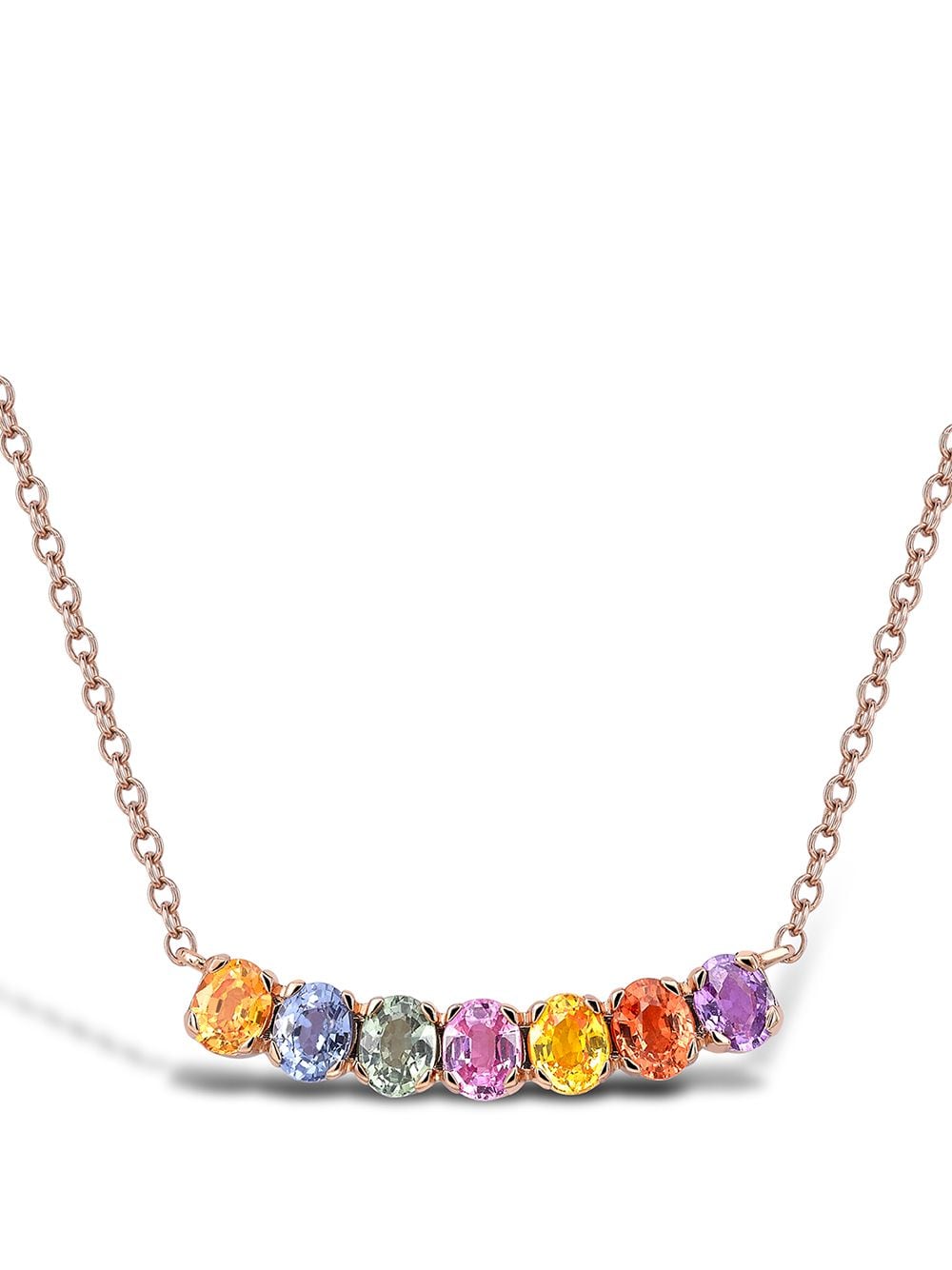 Shop Pragnell 18kt Rose Gold Rainbow Fancy Sapphire Line Pendant Necklace In Pink