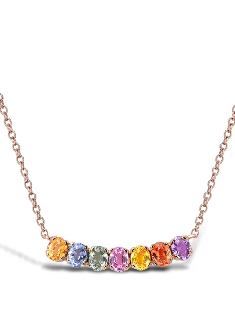 Pragnell Colar com pingente Rainbow Fancy de ouro rosé 18k com safira