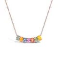 Pragnell 18kt rose gold Rainbow Fancy sapphire line pendant necklace - Pink