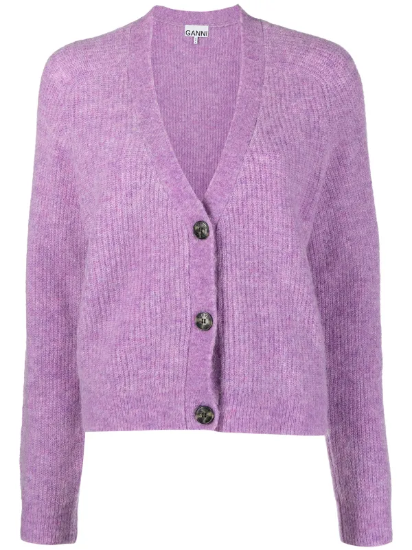 purple cropped cardigan