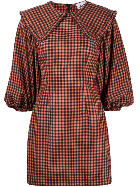 GANNI seersucker check mini dress