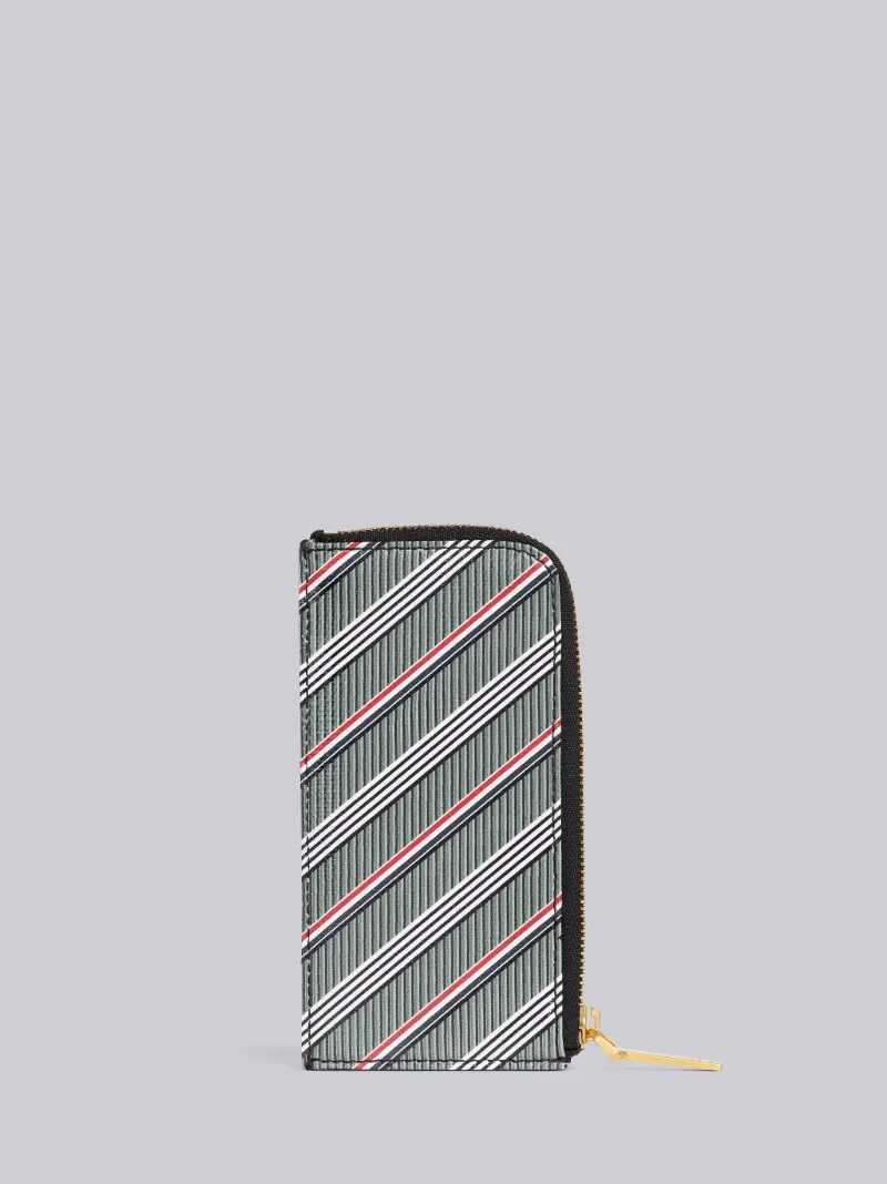 Medium Grey Monogram Coated Canvas Half Zip Around Wallet Thom Browne