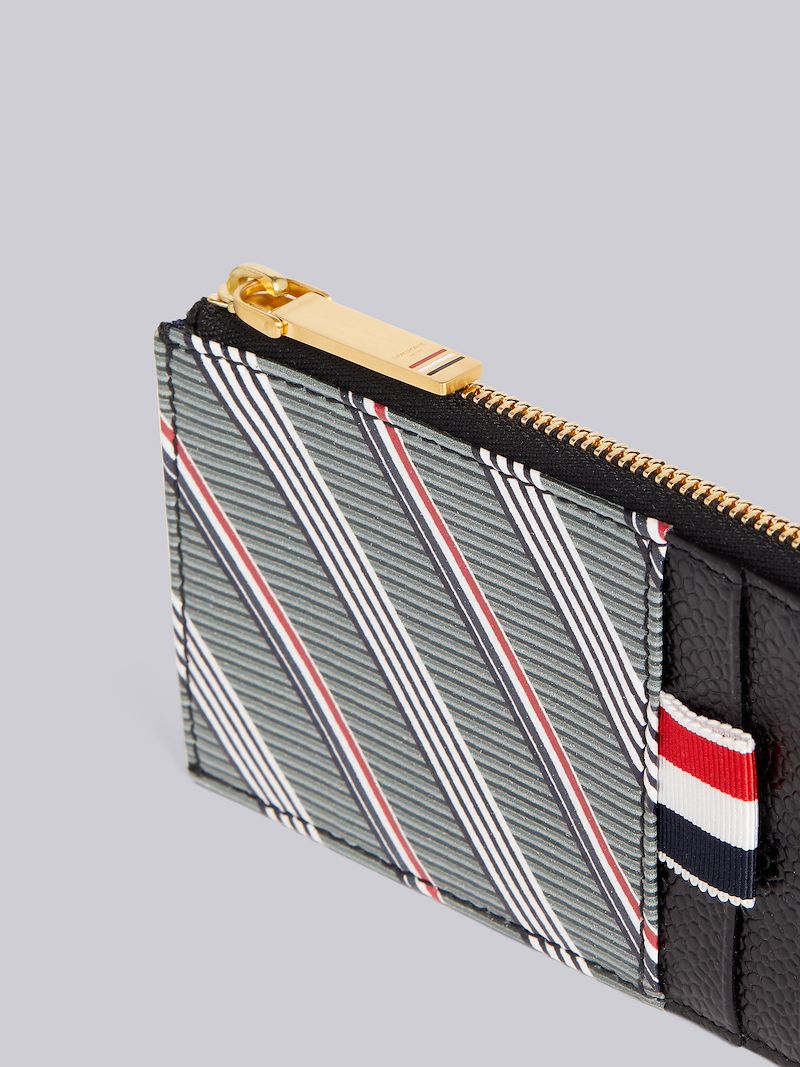 Medium Grey Monogram Coated Canvas Half Zip Around Wallet Thom Browne