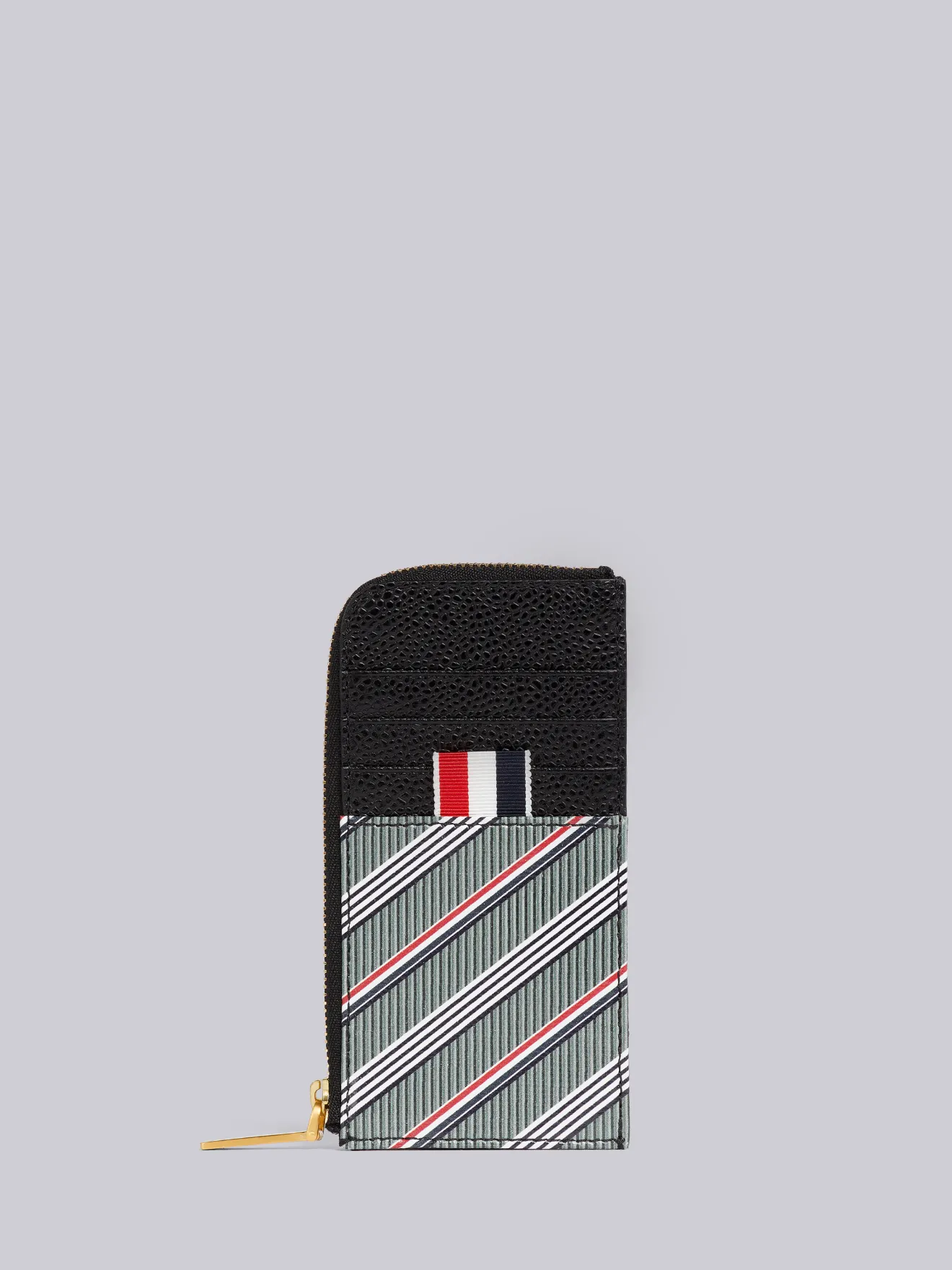 Medium Grey Monogram Coated Canvas Half Zip Around Wallet Thom Browne