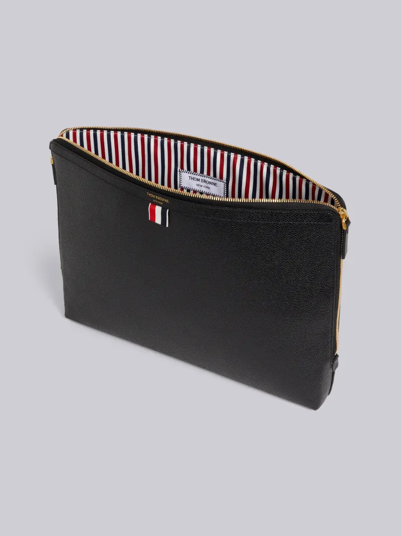 Black Pebble Grain Leather Document Holder | Thom Browne Official