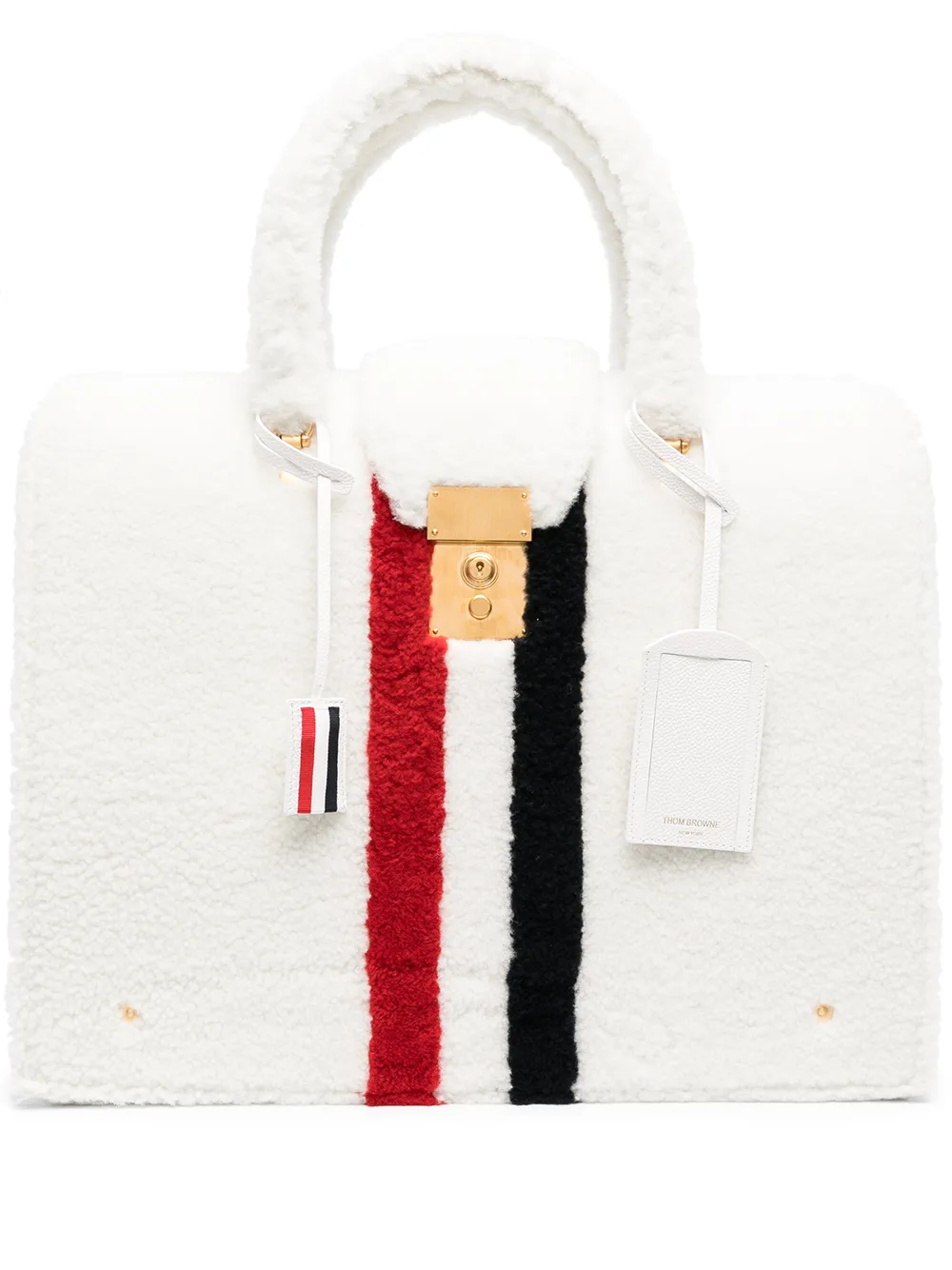 

Thom Browne tote con rayas RWB - Blanco