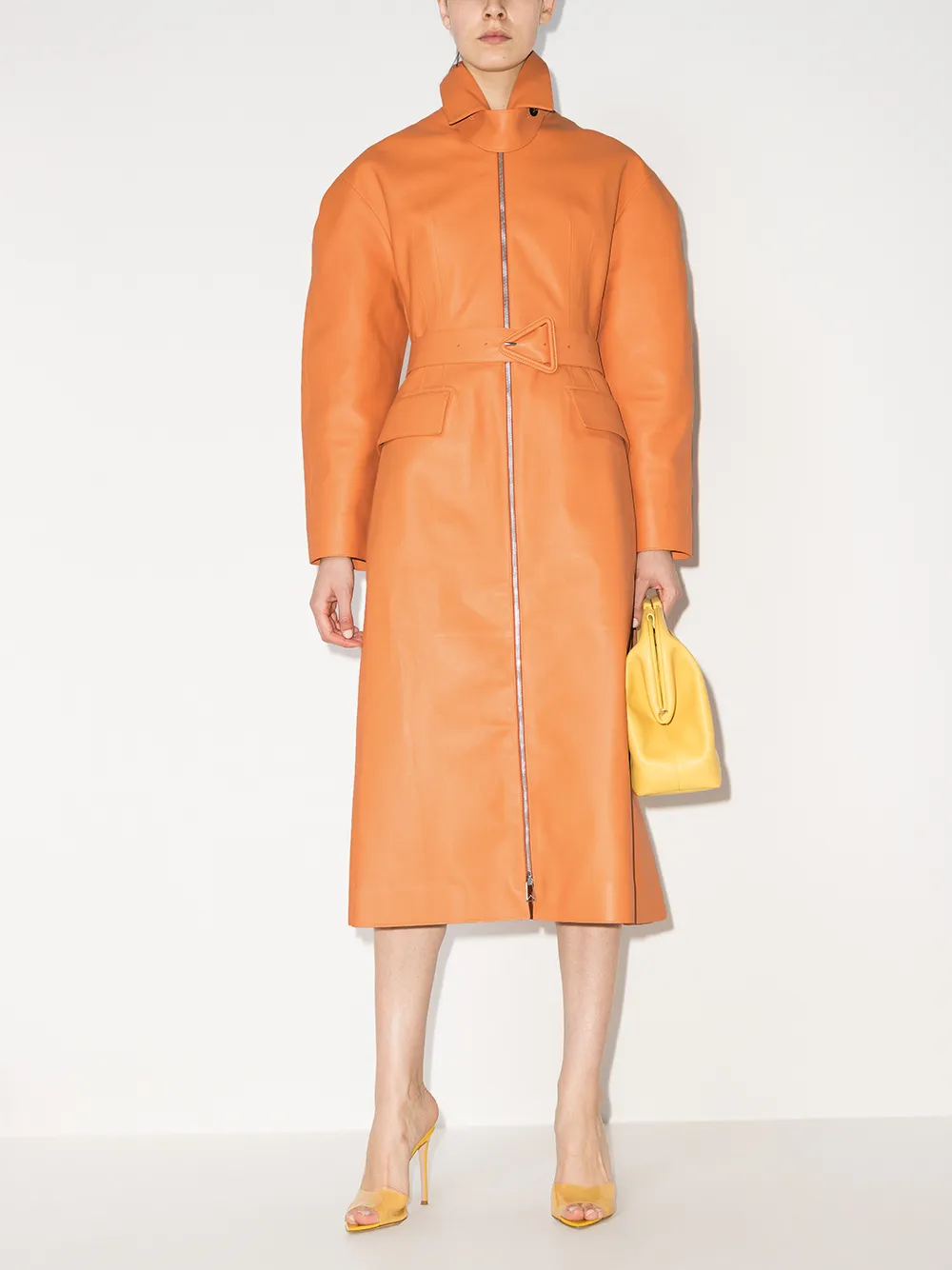 Image 2 of Bottega Veneta belted-waist leather trench coat