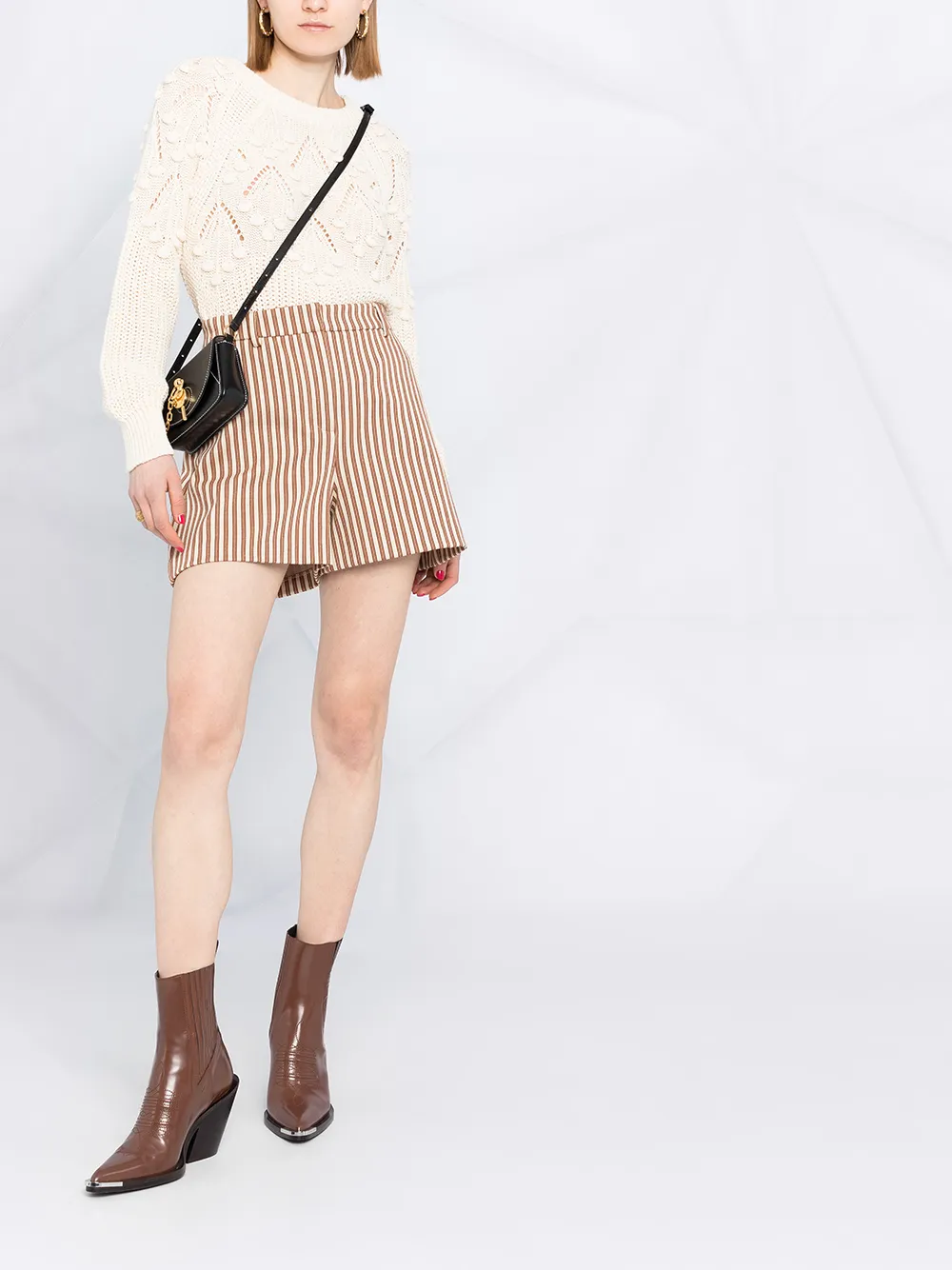 фото Pinko полосатые шорты с завышенной талией