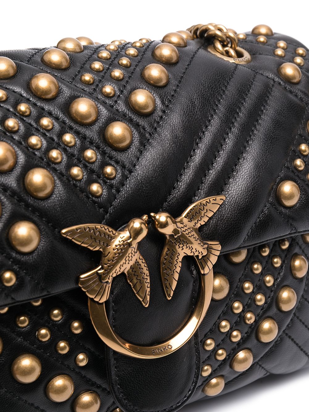 PINKO Quilted Studded Shoulder Bag - Farfetch