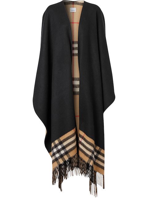 Burberry capa a cuadros con flecos