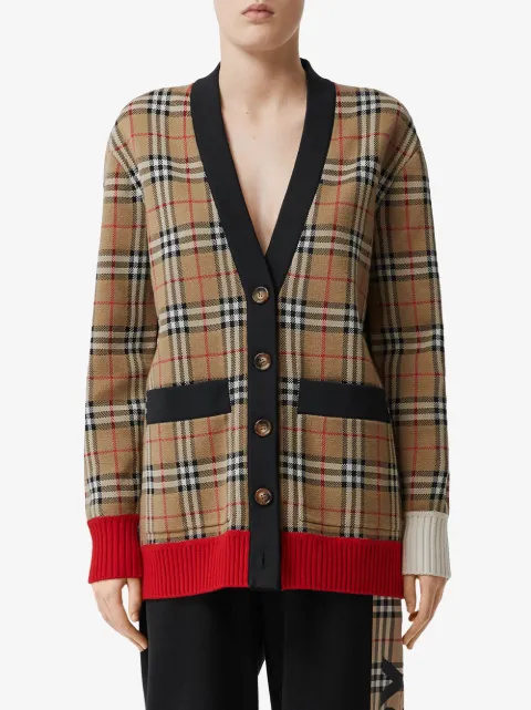 burberry vintage check detail merino wool sweater