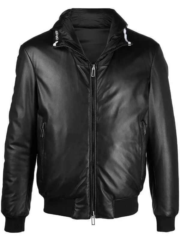 emporio armani black leather jacket