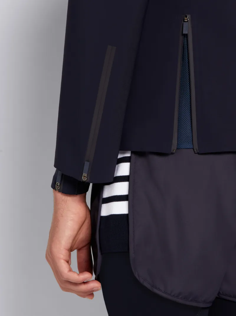 Navy 4-Bar Stripe Hooded Compression Sport Jacket | Thom Browne 