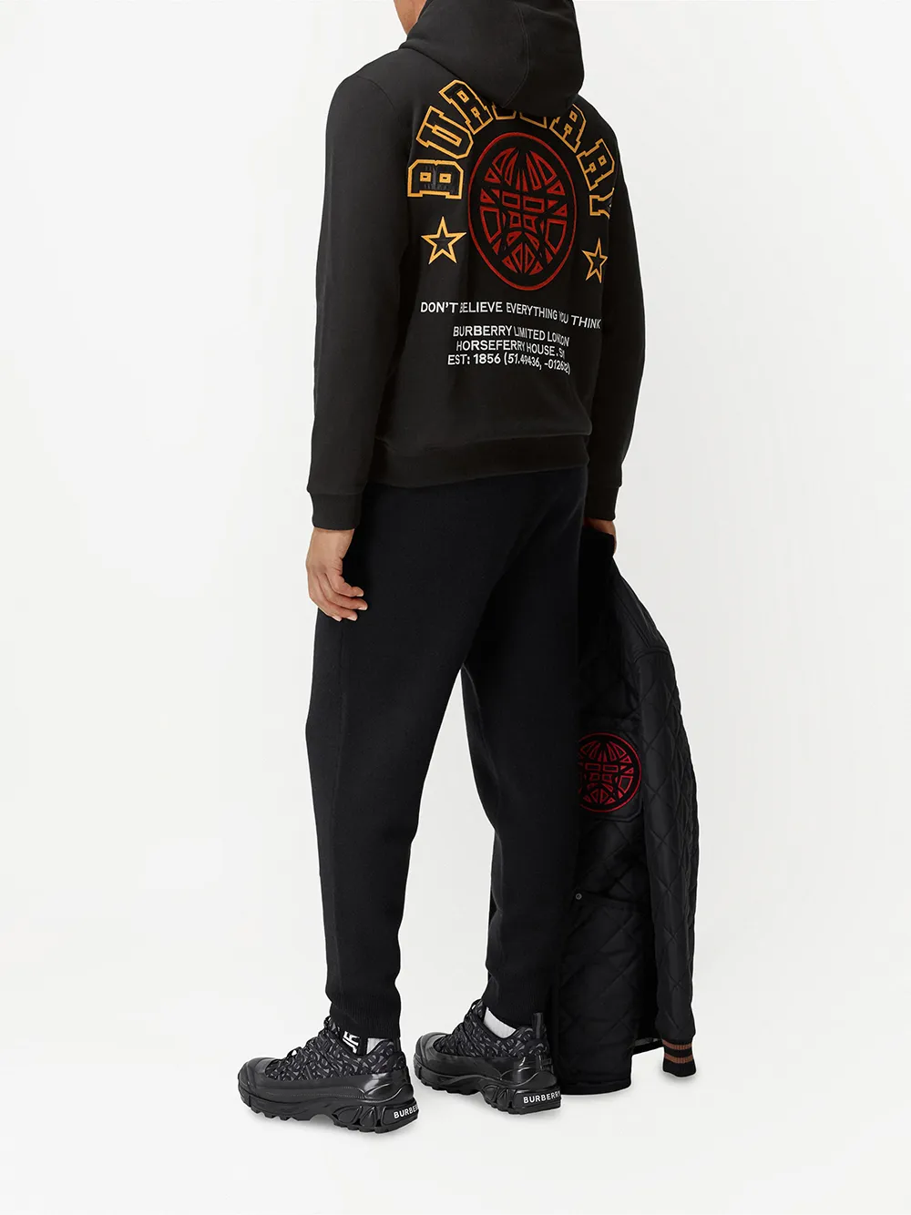 Burberry globe-print logo hoodie - FARFETCH