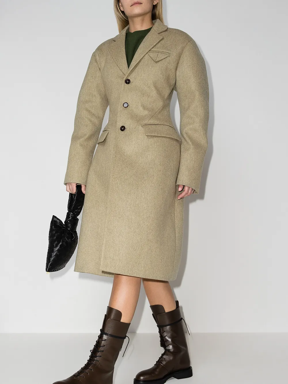 фото Bottega veneta single-breasted hourglass-style coat