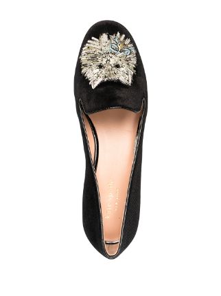 metallic cat-embroidered loafers展示图