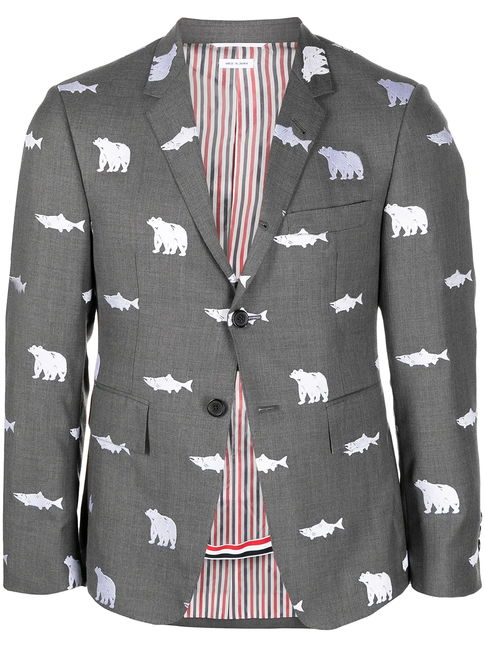 

Thom Browne animal-print single-breasted blazer - Grey