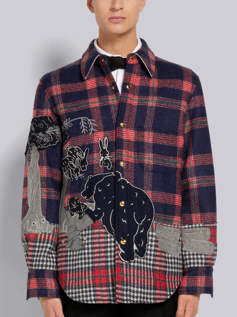 Multicolor Checked Wool and Cotton 