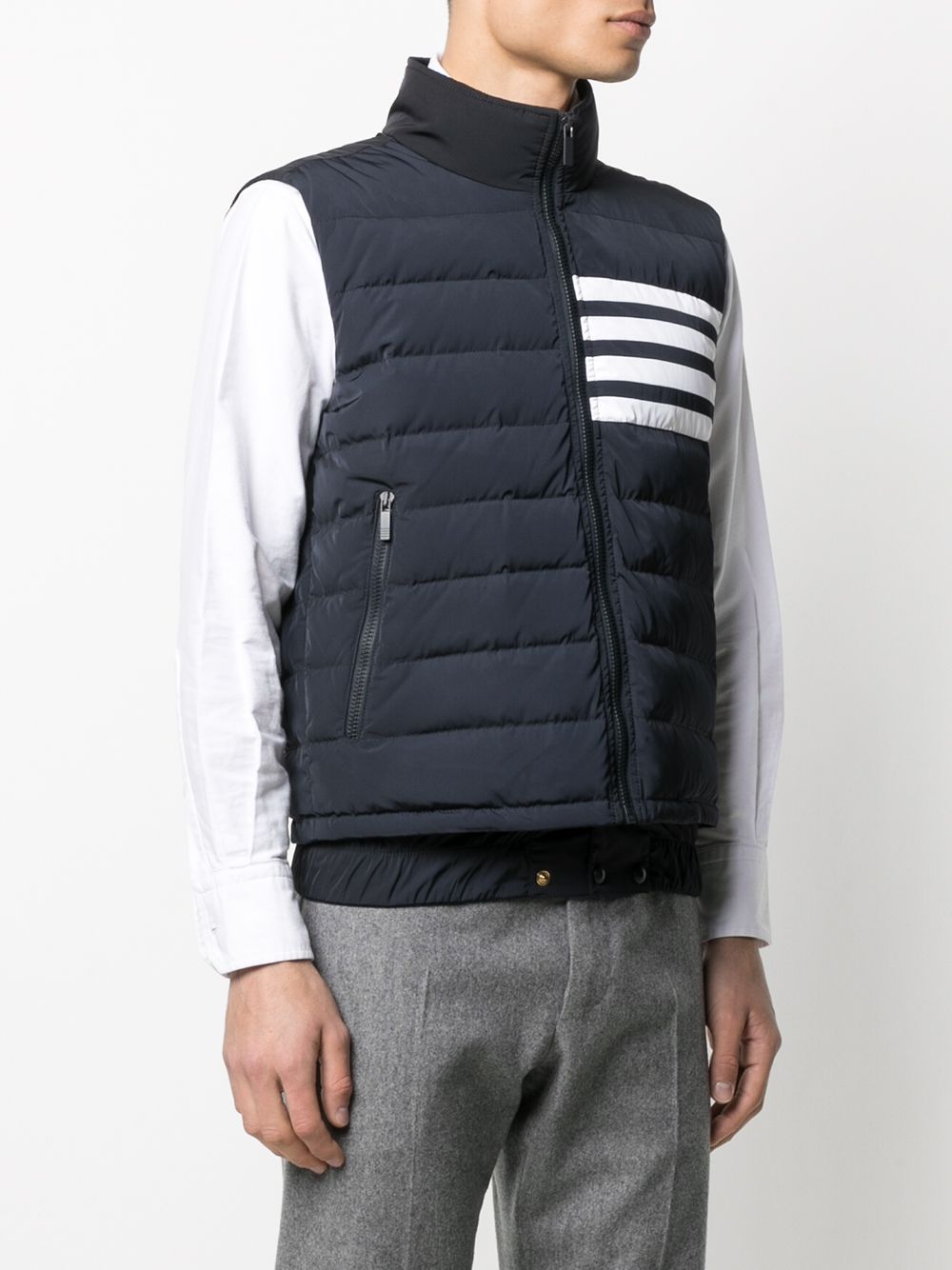 Shop Thom Browne 4-bar Motif Puffer Gilet In Blau