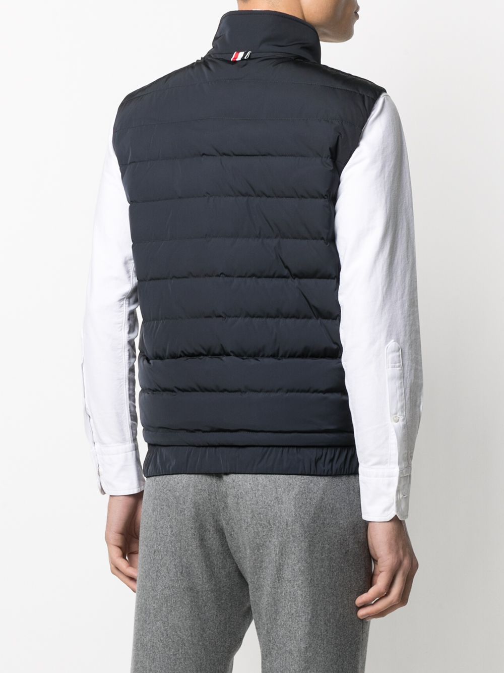 Shop Thom Browne 4-bar Motif Puffer Gilet In Blau