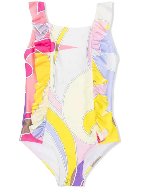 Emilio Pucci Junior アブストラクトプリント ワンピース水着 通販 Farfetch