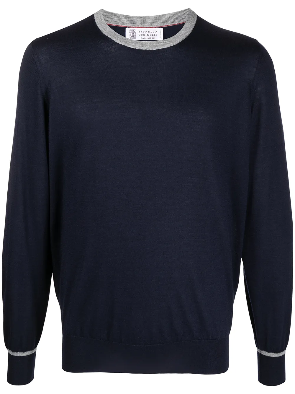 Brunello Cucinelli джемпер с круглым вырезом и контрастной отделкой Синий M23802700CS095 16125541