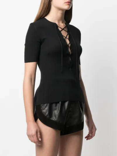 lace-up ribbed knit top | Saint Laurent 