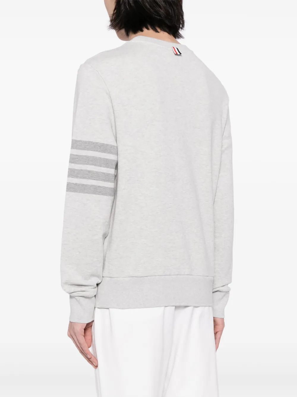 Thom Browne Crew Neck Sweatshirt In Classic Loopback With Engineered 4 Bar Stripe In Grau