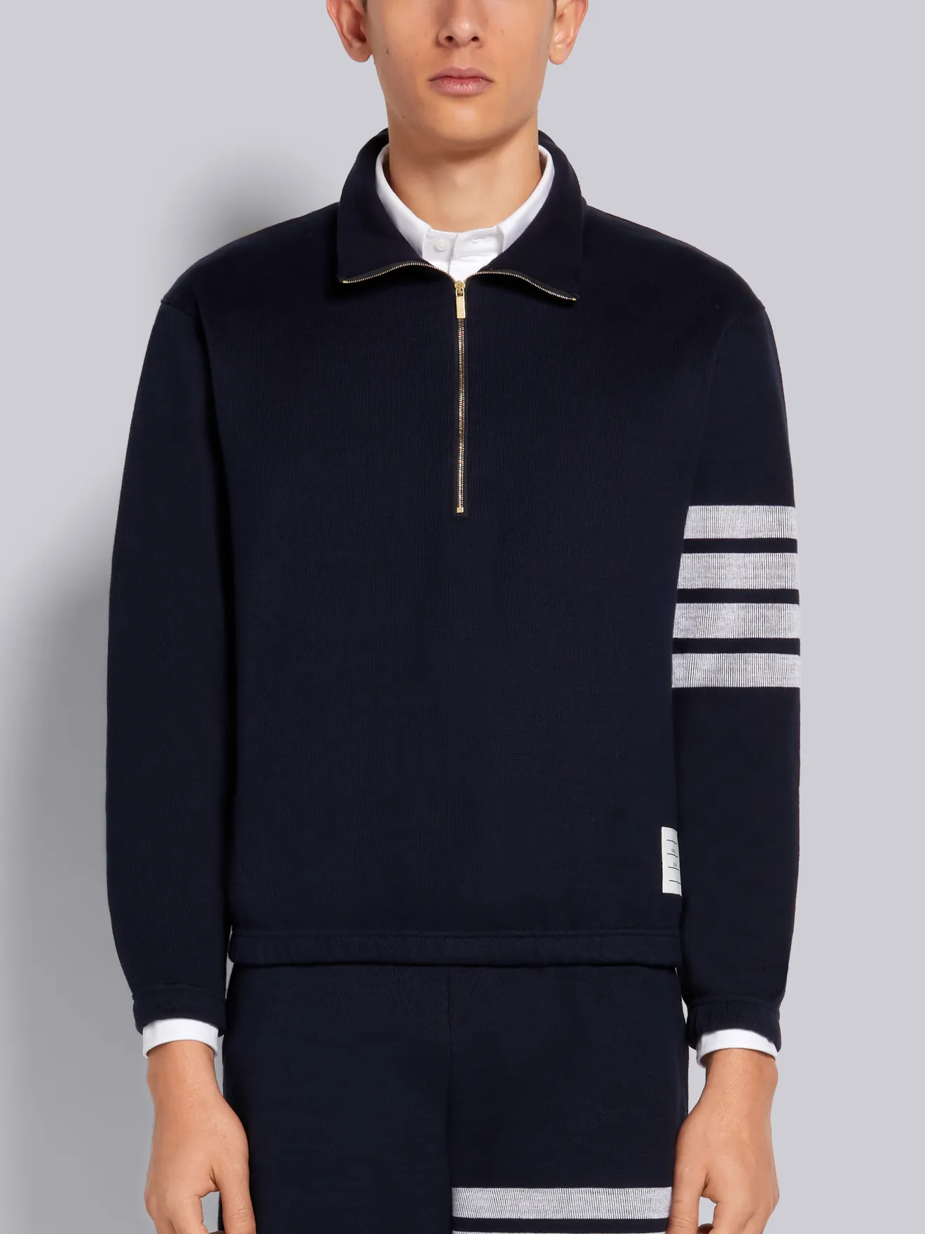 Navy Double Face Cotton Knit 4-Bar 