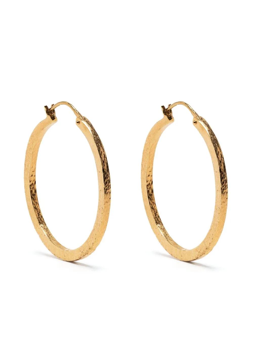 Saint Laurent Hammered-effect Small Hoops In Gold