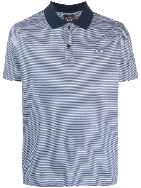 Paul & Shark logo-patch stripe-print polo shirt
